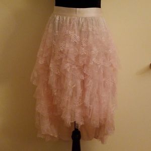 Asymmetrical Pink lace skirt